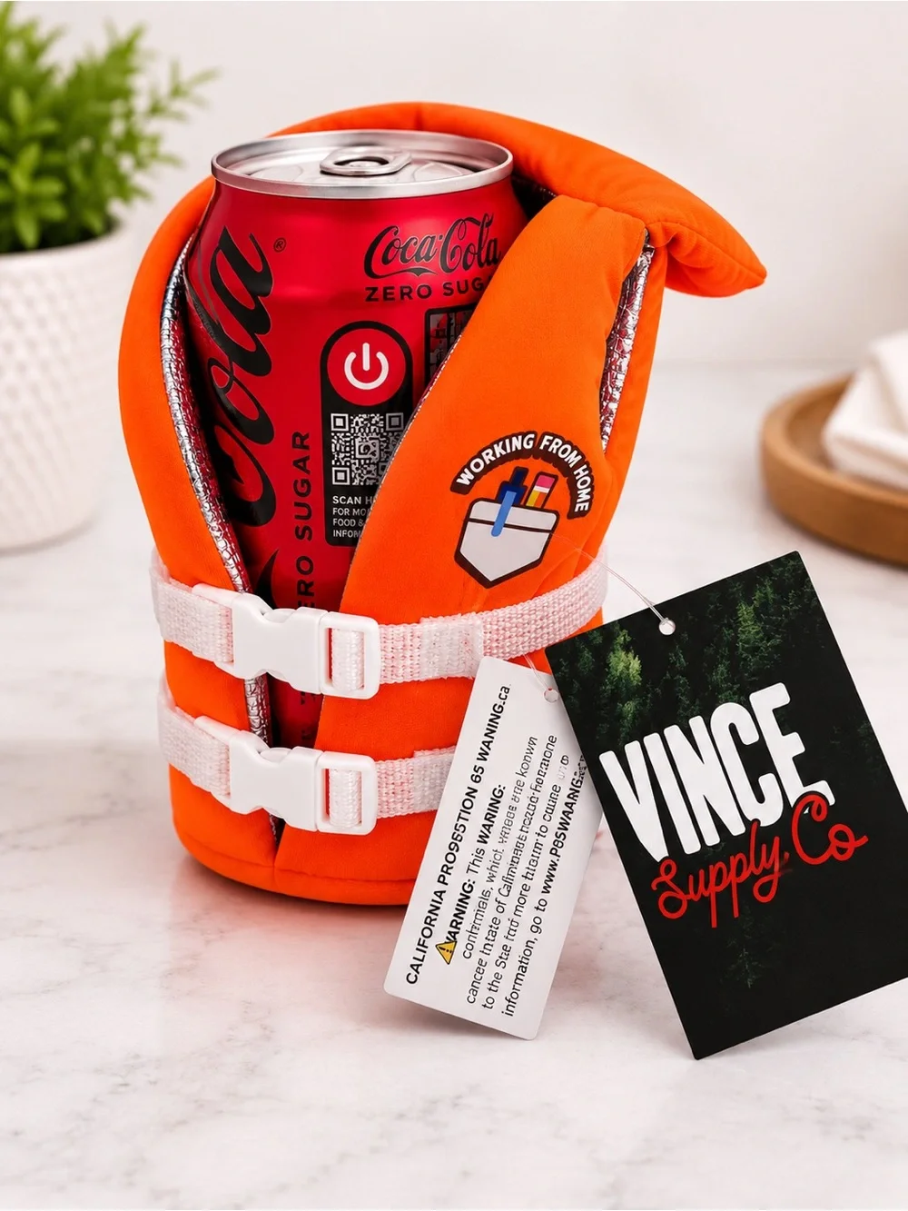 Vince Supply Co. “Working From Home” Novelty Can Cooler Hi-Vis Safety Vest NWT